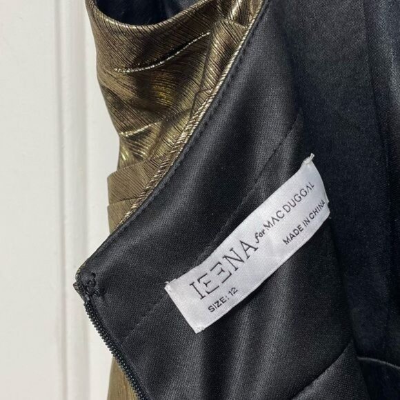 New IEENA for Mac Duggal Metallic Cocktail Dress in Gold Size 12 - Picture 8 of 11